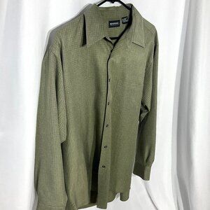 Green Small Check Long Sleeve Button Down Massini Sz 16.5